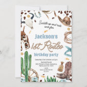 Invitation Blue Brown Western Premier Rodéo 1er Anniversaire (Devant)