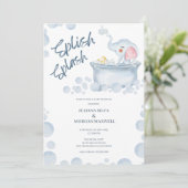 Invitation Blue Bubble Bath Animal Baby Shower (Debout devant)
