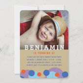 Invitation Blue Bubbles Pois Photo Boy Fête d'Anniversaire (Devant)