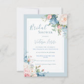 Invitation Blue Budget Floral Hydrangea Élégante Fête des mar (Devant)