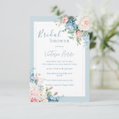 Invitation Blue Budget Floral Hydrangea Élégante Fête des mar (Debout devant)