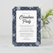 Invitation Blue Buffalo Plaid Snowflake Christmas Party (Debout devant)