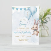 Invitation Blue Bunny Pâques fête d'anniversaire (Debout devant)
