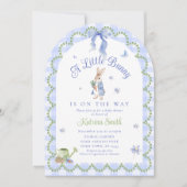 Invitation Blue Bunny Rabbit Gingham Baby Shower (Devant)