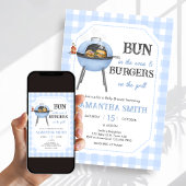 Invitation Blue Burger BBQ Baby Shower