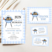 Invitation Blue Burger BBQ Baby Shower