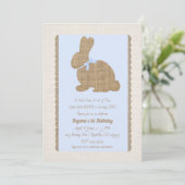 Invitation Blue & Burlap Bunny rustique Pâques 1er anniversai (Debout devant)