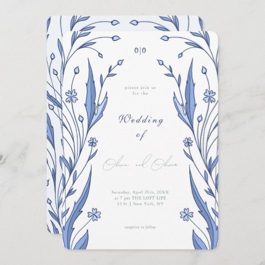 Invitation Blue Buttercup Wedding (Devant / Derrière)