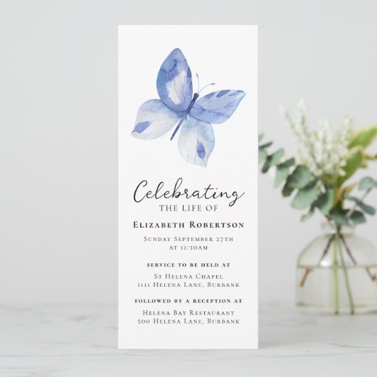 Invitation Blue Butterfly Funeral Digital Evite (Debout devant)