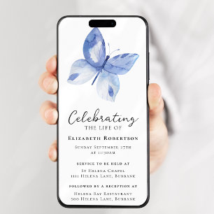 Invitation Blue Butterfly Funeral Digital Evite