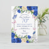 Invitation Blue Butterfly Lilac Garden Party 80e anniversaire (Debout devant)