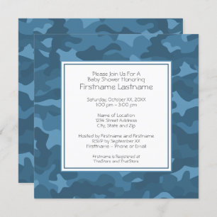 Invitation Blue Camo Baby Boy Douche ou fête
