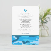 Invitation Blue Camo fille poème baby shower merci note (Debout devant)