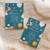 Invitation Blue Captain Rocket Solar System Adventure Kids 