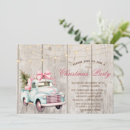 Invitation Blue Car Pine Tree Bois Noël (Debout devant)