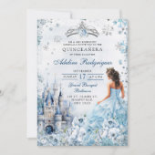 Invitation Blue Castle Palace Quinceanera Mexicaine Anniversa (Devant)