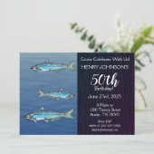 Invitation Blue Catfish Pêche à thème Anniversaire (Debout devant)