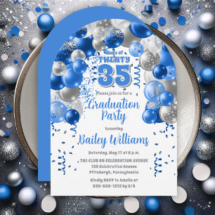 Invitation Blue Celebration Ballons Graduation Party