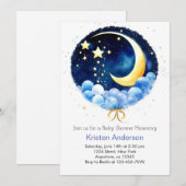 Invitation Blue Celestial Dreamland Boy Baby shower (Devant / Derrière)