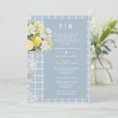 Invitation Blue Chalice Vase Mediterranean Lemons & Flowers (Debout devant)