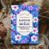 Invitation Blue Cherry Blossom Elegant Floral Romantic Spring