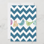 Invitation Blue Chevron Stripes Whimsical Cute Birds Owds (Dos)