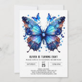 Invitation Blue Chic Butterfly Boy Anniversaire (Devant)