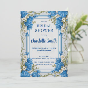Invitation Blue Chinoiserie antique Floral nuptiale