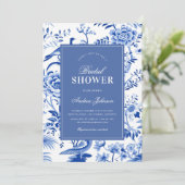 Invitation Blue Chinoiserie Asiatique Fête des mariées Vintag (Debout devant)