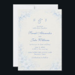Invitation Blue Chinoiserie Floral Cream Wedding<br><div class="desc">Blue Chinoiserie Floral Blue Text Cream background wedding invitation.</div>
