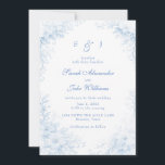 Invitation Blue Chinoiserie Floral Wedding<br><div class="desc">Blue Chinoiserie Floral Blue Text White background invitation.</div>