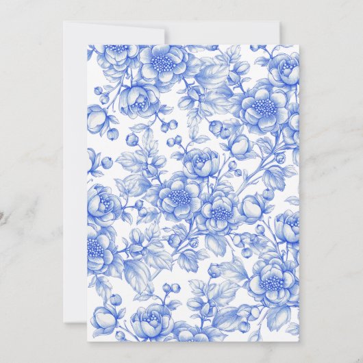 Invitation Blue Chinoiserie Inséparables Vintages Mariage (Dos)