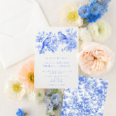 Invitation Blue Chinoiserie Inséparables Vintages Mariage
