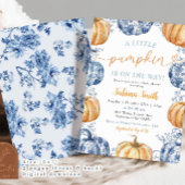 Invitation Blue Chinoiserie Orange Citrouille Baby shower