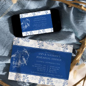 Invitation Blue Chinoiserie Romantique Mariage Dîner de répét