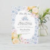 Invitation Blue Chinoiserie Tea Party Anniversaire Toile (Debout devant)
