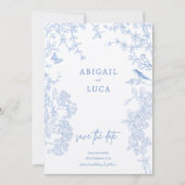 Invitation Blue Chinoiserie Toile de Jouy Mariage Enregistrer (Devant)