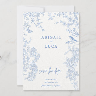 Invitation Blue Chinoiserie Toile de Jouy Mariage Enregistrer