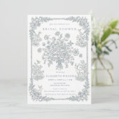 Invitation Blue Chinoiserie Toile Floral Bridal Shower (Debout devant)
