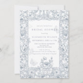 Invitation Blue Chinoiserie Toile Floral Bridal Shower (Devant)