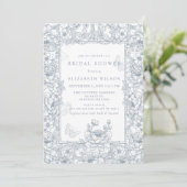 Invitation Blue Chinoiserie Toile Floral Bridal Shower (Debout devant)