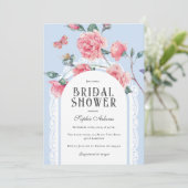 Invitation Blue Chinoiserie Victorian Floral Fête des mariées (Debout devant)