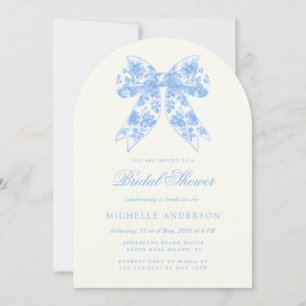 Invitation Blue Chinoiserie Vintage Floral Fête des mariées