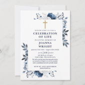 Invitation Blue Christian Célébration De La Vie Funéraire Pho (Devant)