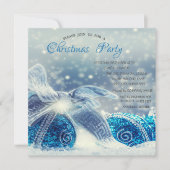 Invitation Blue Christmas Balls Entreprise Noël (Devant)