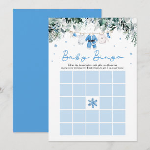 Invitation Blue Christmas Père Noël Baby Bingo Baby shower Je