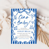 Invitation Blue Ciao Baby Whimsical Baby shower italien