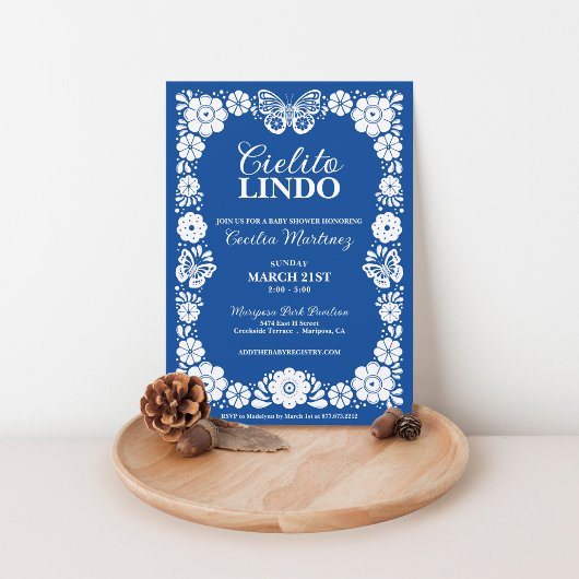 Invitation Blue Cielito Lindo Baby shower mexicain Garçon