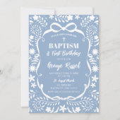 Invitation Blue Cielito Lindo Baptism Talavera Pattern (Devant)