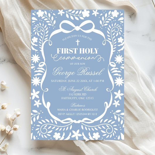 Invitation Blue Cielito Lindo First Holy Communion